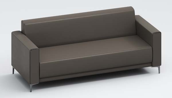 Dark Gray Faux Leather 3-Seater Office Reception Sofa