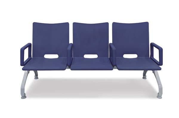 3-Seat PU Upholstered Public Waiting Chair with Metal Frame