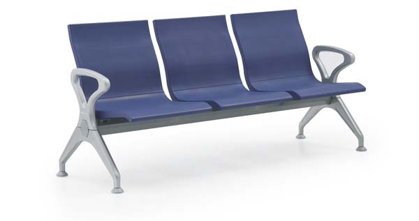 Three-Seat Aluminum Frame Public Waiting Chair with Polyurethane Seats and Backrests
