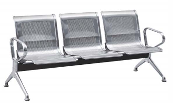 3-Seater Stainless Steel Perforated Public Waiting Bench