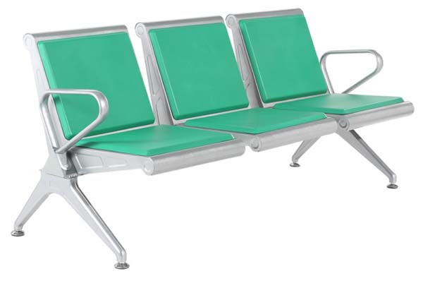 3-Seater Polyurethane Padded Metal Frame Public Waiting Chair